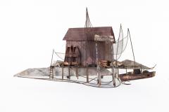Curtis Jer Curtis Jere Mid Century Fishing Village Metal Sculpture - 2579773