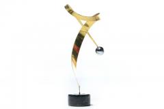 Curtis Jer Curtis Jere Post Modern Table Sculpture of Brass Chrome and Marble c 1985 - 2134794