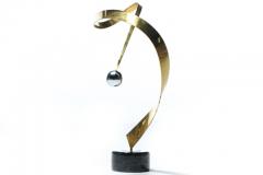 Curtis Jer Curtis Jere Post Modern Table Sculpture of Brass Chrome and Marble c 1985 - 2134796
