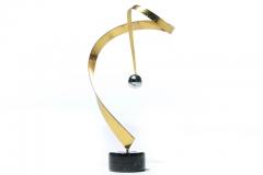 Curtis Jer Curtis Jere Post Modern Table Sculpture of Brass Chrome and Marble c 1985 - 2134797