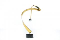 Curtis Jer Curtis Jere Post Modern Table Sculpture of Brass Chrome and Marble c 1985 - 2134811
