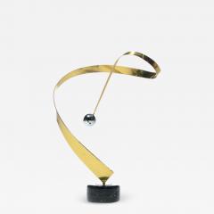Curtis Jer Curtis Jere Post Modern Table Sculpture of Brass Chrome and Marble c 1985 - 2139154
