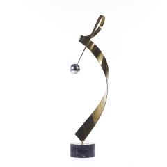 Curtis Jer Curtis Jere Postmodern Brass Chrome and Marble Table Sculpture - 3832608