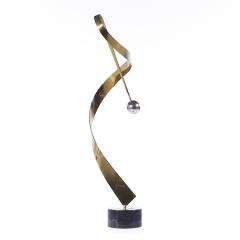 Curtis Jer Curtis Jere Postmodern Brass Chrome and Marble Table Sculpture - 3832609