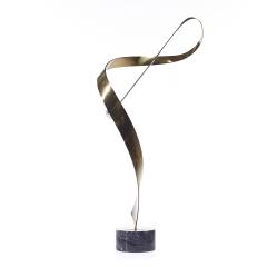 Curtis Jer Curtis Jere Postmodern Brass Chrome and Marble Table Sculpture - 3832610