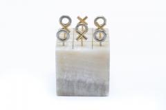 Curtis Jer Curtis Jere Tic Tac Toe Onyx and Metal Sculptures or Bookends - 2042402
