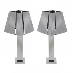 Curtis Jer Large Matching Pair of Mid Century Modern Table Lamps by Curtis Jere in Chrome - 2547789