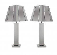 Curtis Jer Large Matching Pair of Mid Century Modern Table Lamps by Curtis Jere in Chrome - 2547790
