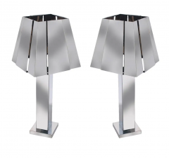 Curtis Jer Large Matching Pair of Mid Century Modern Table Lamps by Curtis Jere in Chrome - 2547798