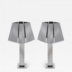 Curtis Jer Large Matching Pair of Mid Century Modern Table Lamps by Curtis Jere in Chrome - 2549479