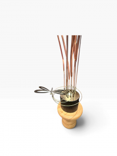 Curtis Jer MIXED METALS CATTAILS REEDS LEAVES DRAGONFLY BRUTALIST ILLUMINATED SCULPTURE - 4779344
