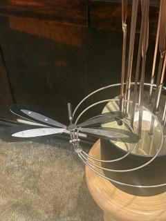Curtis Jer MIXED METALS CATTAILS REEDS LEAVES DRAGONFLY BRUTALIST ILLUMINATED SCULPTURE - 4779346