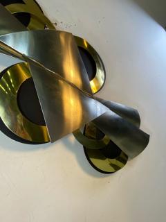 Curtis Jer MODERNIST BLACK BRASS AND CHROME WALL SCULPTURE BY CURTIS JERE - 1619108