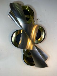 Curtis Jer MODERNIST BLACK BRASS AND CHROME WALL SCULPTURE BY CURTIS JERE - 1619110