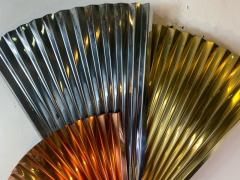Curtis Jer MODERNIST TRICOLOR METAL FAN WALL SCULPTURE BY CURTIS JERE - 1527945
