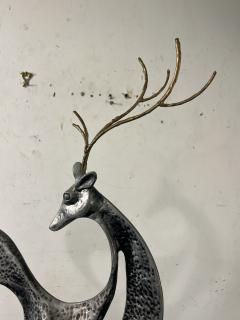 Curtis Jer POST MODERN ALUMINUM AND BRASS DEER SCULPTURE ON MARBLE BY CURTIS JERE - 3745518