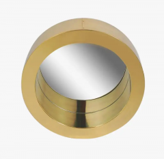Curtis Jer Pair of Mid Century Modern Large Round Porthole Wall Mirror in Brass by C Jere - 2537309