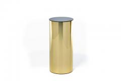 Curtis Jer Post Modern Curtis Jere Circular Pedestal of Brass and Smoked Glass c 1984 - 3091589