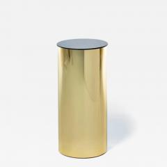 Curtis Jer Post Modern Curtis Jere Circular Pedestal of Brass and Smoked Glass c 1984 - 3098163