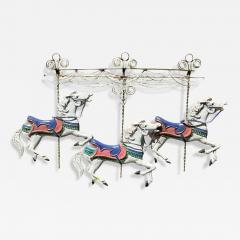 Curtis Jer SIGNED ENAMELED METAL CAROUSEL WALL SCULPTURE BY CURTIS JERE - 4618677