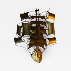 Curtis Jer STUNNING BRUTALIST METAL THREE DIMENSIONAL GALLEON WALL SCULPTURE - 2613635