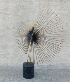 Curtis Jer Signed and Dated 1987 Curtis Jere Feathered Spiral Sculpture Brass Marble - 3192817
