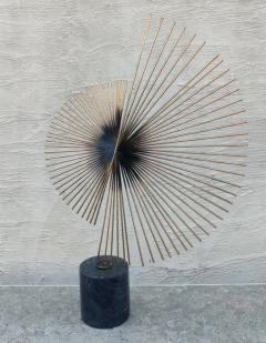 Curtis Jer Signed and Dated 1987 Curtis Jere Feathered Spiral Sculpture Brass Marble - 3192819