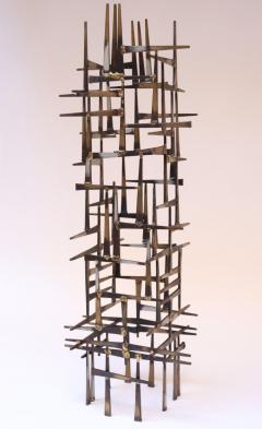 Curtis Jer Vintage Brutalist Abstract Freestanding Metal Nail Art Sculpture - 3996693