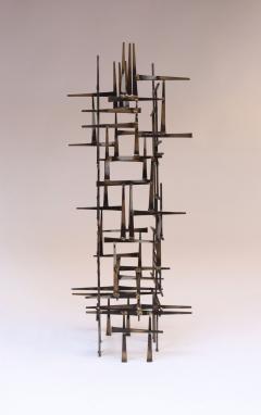 Curtis Jer Vintage Brutalist Abstract Freestanding Metal Nail Art Sculpture - 3996694