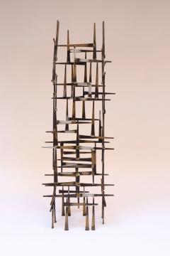 Curtis Jer Vintage Brutalist Abstract Freestanding Metal Nail Art Sculpture - 3996695