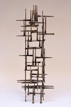Curtis Jer Vintage Brutalist Abstract Freestanding Metal Nail Art Sculpture - 3996696
