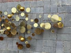 Curtis Jer Wonderful Pair of Brass Curtis Jere Raindrops Wall Sculpture Mid Century Modern - 4429194