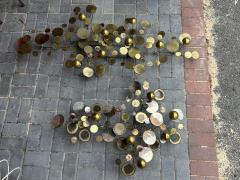 Curtis Jer Wonderful Pair of Brass Curtis Jere Raindrops Wall Sculpture Mid Century Modern - 4429195