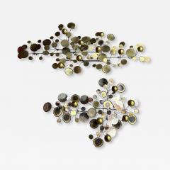 Curtis Jer Wonderful Pair of Brass Curtis Jere Raindrops Wall Sculpture Mid Century Modern - 4434609