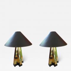 Curtis Jer Wonderful Pair of Curtis Jere Style Brass Table Lamps Mid Century Modern - 1636267