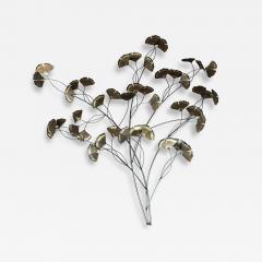 Curtis Jer XL Curtis Jere Brass Ginko Leaves Branch Wall Sculpture Mid century Modern - 4434608