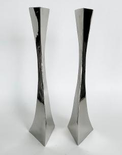 Curtis Norton Sculptural Hand made Stainless Steel Freeform Candlesticks by Curtis Norton - 4541645
