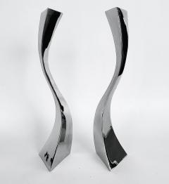 Curtis Norton Sculptural Hand made Stainless Steel Freeform Candlesticks by Curtis Norton - 4541646