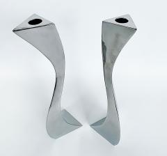 Curtis Norton Sculptural Hand made Stainless Steel Freeform Candlesticks by Curtis Norton - 4541648