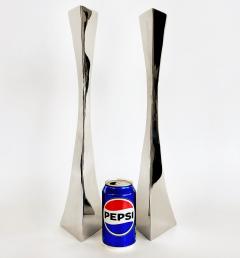Curtis Norton Sculptural Hand made Stainless Steel Freeform Candlesticks by Curtis Norton - 4541649