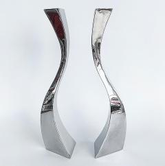 Curtis Norton Sculptural Hand made Stainless Steel Freeform Candlesticks by Curtis Norton - 4541650