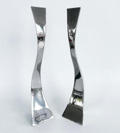 Curtis Norton Sculptural Hand made Stainless Steel Freeform Candlesticks by Curtis Norton - 4541651