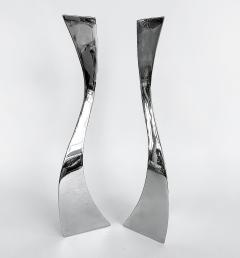 Curtis Norton Sculptural Hand made Stainless Steel Freeform Candlesticks by Curtis Norton - 4544224
