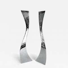 Curtis Norton Sculptural Hand made Stainless Steel Freeform Candlesticks by Curtis Norton - 4544232