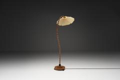Curved Birch Floor Lamp with Flower Shade Europe ca 1930s - 4563261