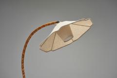 Curved Birch Floor Lamp with Flower Shade Europe ca 1930s - 4563263
