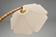 Curved Birch Floor Lamp with Flower Shade Europe ca 1930s - 4563264