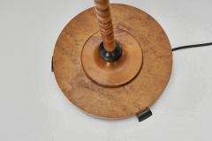 Curved Birch Floor Lamp with Flower Shade Europe ca 1930s - 4563266