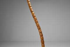 Curved Birch Floor Lamp with Flower Shade Europe ca 1930s - 4565085
