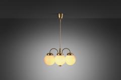 Curved Ceiling Lamp with Four Opal Glass Shades Europe 1940s - 3130957
